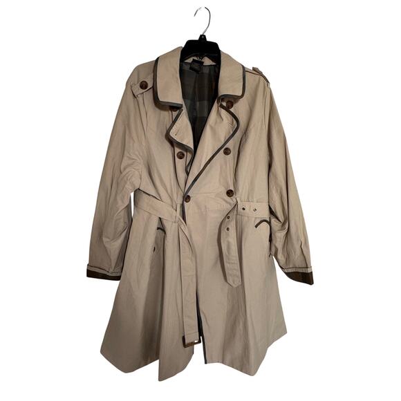 Torrid Outlander Belted Trench Coat Khaki Tartan Plaid Lining Plus Size 4X New - Picture 1 of 5
